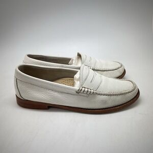 Weejuns GH Bass Loafers Womens 8 M White Leather Slip On Preppy Dress Shoes